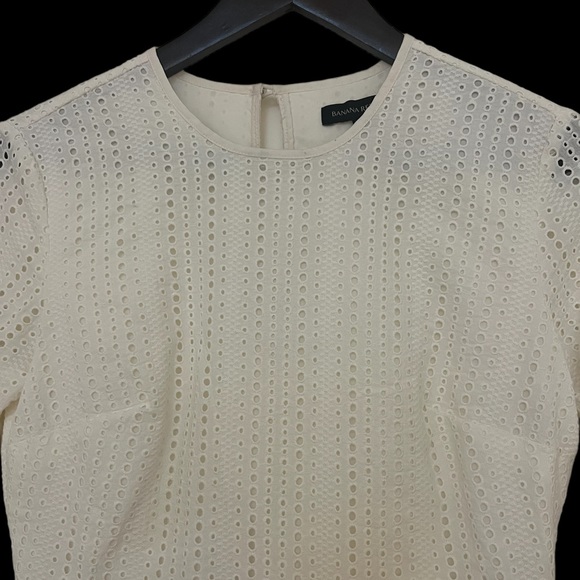 Banana Republic Ivory Eyelet Fit and Flare Dress - Picture 2 of 6